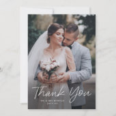 モダンスクリプシンプルトの写真結婚の種類 サンキューカード (正面)