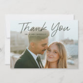 モダンスクリプシンプルトの写真結婚の種類 サンキューカード (正面)