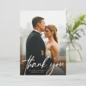 モダンスクリプシンプルトの写真結婚の種類 サンキューカード (スタンド正面)