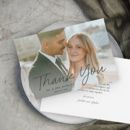 モダンスクリプシンプルトの写真結婚の種類 サンキューカード