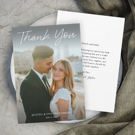 モダンスクリプシンプルトの写真結婚の種類 サンキューカード