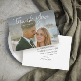 モダンスクリプシンプルトの写真結婚の種類 サンキューカード