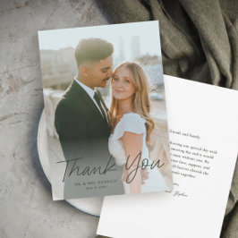 モダンスクリプシンプルトの写真結婚の種類 サンキューカード