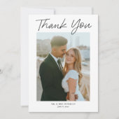 モダンスクリプシンプルトの写真結婚の種類 サンキューカード (正面)