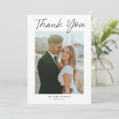 モダンスクリプシンプルトの写真結婚の種類 サンキューカード (スタンド正面)