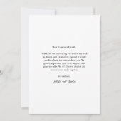 モダンスクリプシンプルトの写真結婚の種類 サンキューカード (裏面)