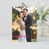 モダンスクリプシンプルトの写真結婚の種類 サンキューカード (スタンド正面)