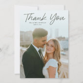 モダンスクリプシンプルトの写真結婚の種類 サンキューカード (正面)