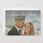 モダンスクリプシンプルトの写真結婚の種類 サンキューカード (正面)