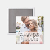 モダンスクリプシンプルト写真の日付を保存するm マグネット (正面/裏面)