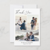 モダンスクリプシンプルト4フォト結婚コラージュ サンキューカード (正面)