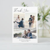 モダンスクリプシンプルト4フォト結婚コラージュ サンキューカード (スタンド正面)