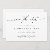 モダンスクリプスタイリッシュト写真Date Cardを保存 セーブザデート (正面/裏面)