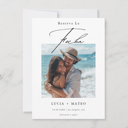 モダンスクリプスペインのト結婚写真 セーブザデート (正面)