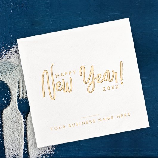 モダンスクリプトでおしゃれな新年のビジネス&会社 箔ナプキン