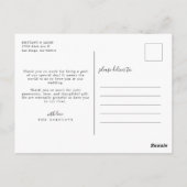 モダンスクリプトとハート結婚の感謝の写真 ポストカード (裏面)