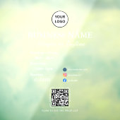 モダンスクリプトとQRコード＆ソーシャルメディア付きのビジネス営業時間ステッカー ウィンドウサイン (シート3)