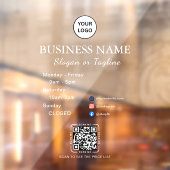 モダンスクリプトとQRコード＆ソーシャルメディア付きのビジネス営業時間ステッカー ウィンドウサイン (シート2)