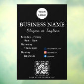 モダンスクリプトとQRコード&ソーシャルメディア付きの店舗営業時間表示 ウィンドウサイン (シート3)