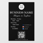 モダンスクリプトとQRコード&ソーシャルメディア付きの店舗営業時間表示 ウィンドウサイン (シート)