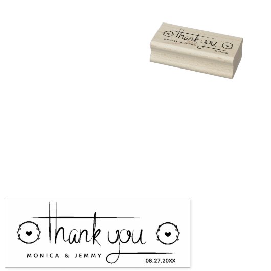 モダンスクリプトにハートを付けて結婚ありがとう ラバースタンプ (押印)