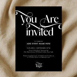 モダンスクリプトのエレガントでおしゃれなビジネスイベント・ガラパーティ 招待状