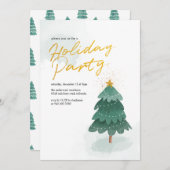 モダンスクリプトのクリスマスツリーパーティー 招待状 (正面/裏面)
