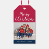 モダンスクリプトのクリスマスフォト ギフトタグ (正面)