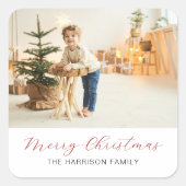 モダンスクリプトのクリスマス写真 スクエアシール (正面)