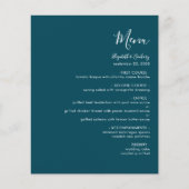 モダンスクリプトのテールブルーの結婚式メニュー (正面)