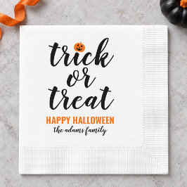 モダンスクリプトのハロウィンカスタムデザイン Trick or Treat 縁ありカクテルナプキン