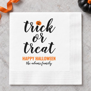 モダンスクリプトのハロウィンカスタムデザイン Trick or Treat 縁ありカクテルナプキン