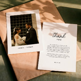 モダンスクリプトのフォトウェディング サンキューカード