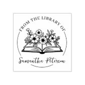 モダンスクリプトのブックプレート ワイルドフラワー ラバースタンプ (インプリント)