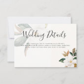 モダンスクリプトのマグノリアのウェディングディテールカード 招待状 (正面)