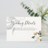 モダンスクリプトのマグノリアのウェディングディテールカード 招待状 (スタンド正面)