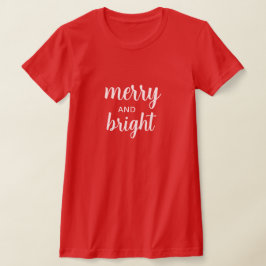 モダンスクリプトのメリー&ブライト クリスマスレッド Tシャツ