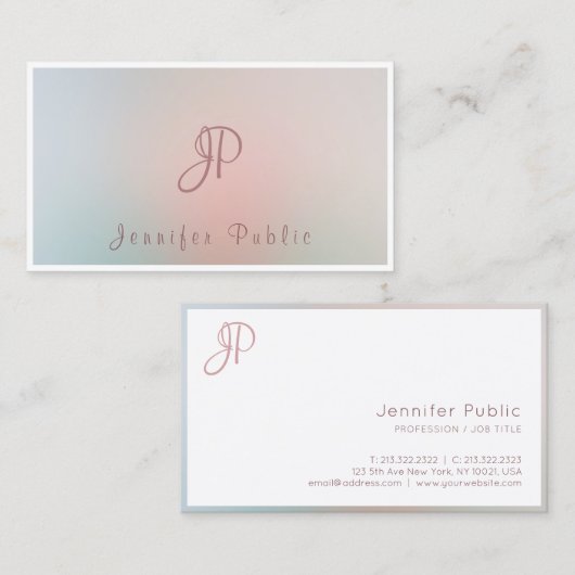 モダンスクリプトのモノグラエレガントム色テンプレート 名刺 (正面/裏面)