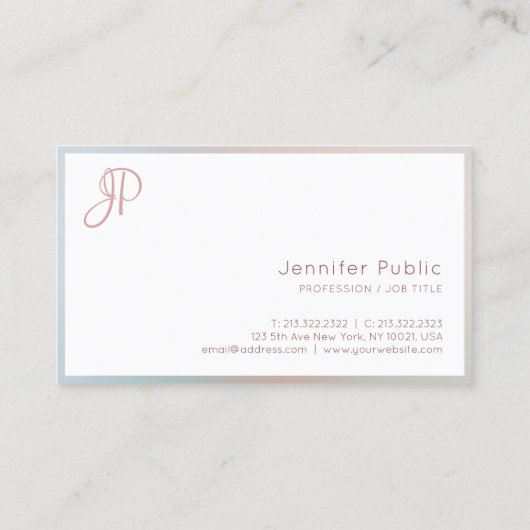 モダンスクリプトのモノグラエレガントム色テンプレート 名刺 (裏面)