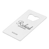 モダンスクリプトの個性的なブライズマンギフト クレジットカード栓抜き (正面アングル)