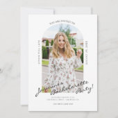 モダンスクリプトの写真付きバチェロレッテパーティー招待状 招待状 (正面)