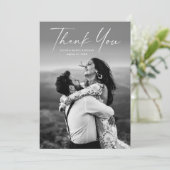 モダンスクリプトの写真結婚式 サンキューカード (スタンド正面)