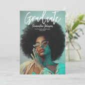 モダンスクリプトの卒業写真のお知らせ 招待状 (スタンド正面)