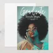 モダンスクリプトの卒業写真のお知らせ 招待状 (正面/裏面)