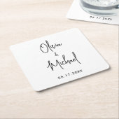 モダンスクリプトの名前の最小結婚化 スクエアペーパーコースター (アングル)