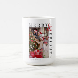 モダンスクリプトの家族クリスマスフォトカード ホリデー コーヒーマグカップ