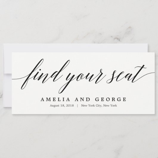 モダンスクリプトの席次表タイトルカード 招待状 (正面)