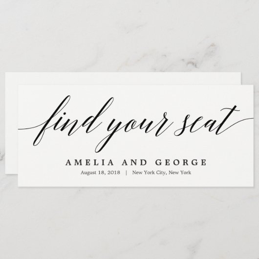 モダンスクリプトの席次表タイトルカード 招待状 (正面/裏面)