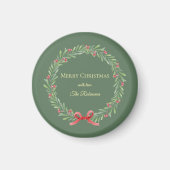 モダンスクリプトの植物クリスマスリース マグネット (正面)