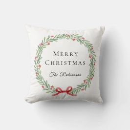 モダンスクリプトの植物学的なクリスマスリース クッション